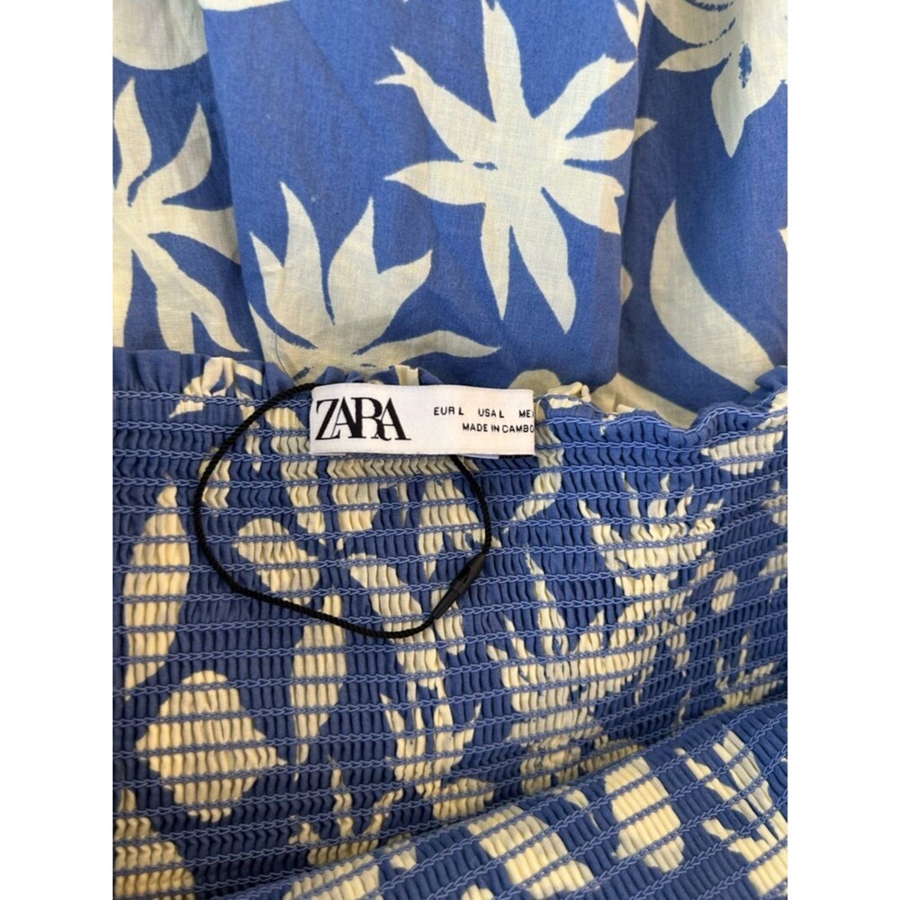 ZARA Cottage Coquette Off‑ShoulderSmocked Floral Babydoll Mini Sundress – Size L - Picture 6 of 6
